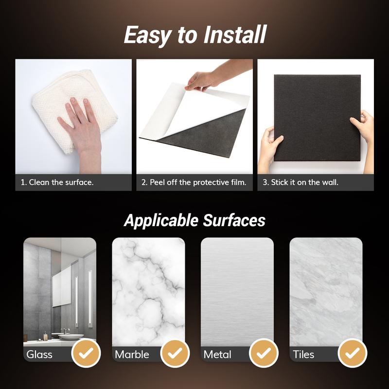 TONOR 11.6"x 11.6"x 0.4" Square Soundproof Wall Panels, 18 Pack Acoustic Panels Self-adhesive, Noise Dampening Insulation Treatment Wall Panel Sound Absorbing Padding for Recording Studio Home Black 7