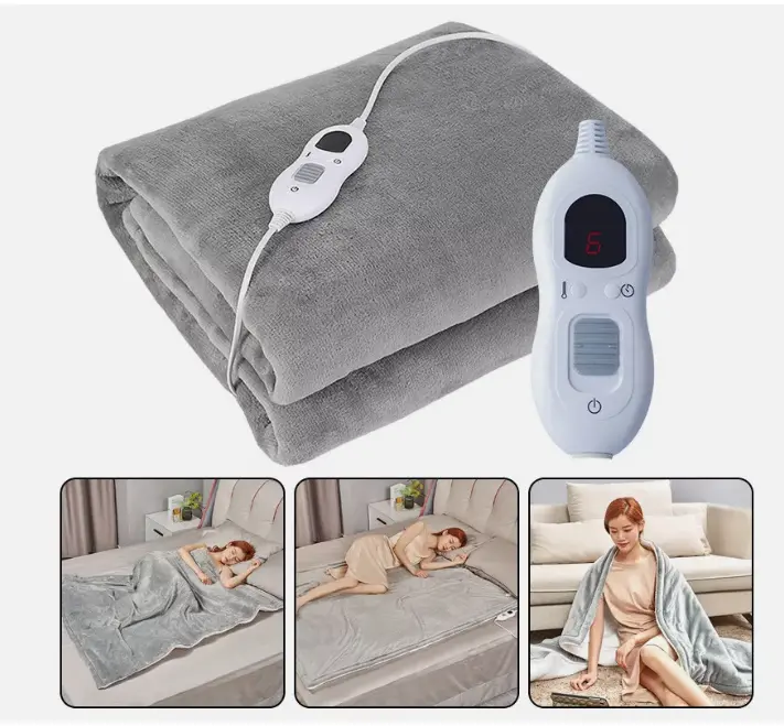 Luxurious Electric Heated Throw - Soft Fleece Grey Blanket with Digital Controller | Perfect Christmas Gift heated  blanket