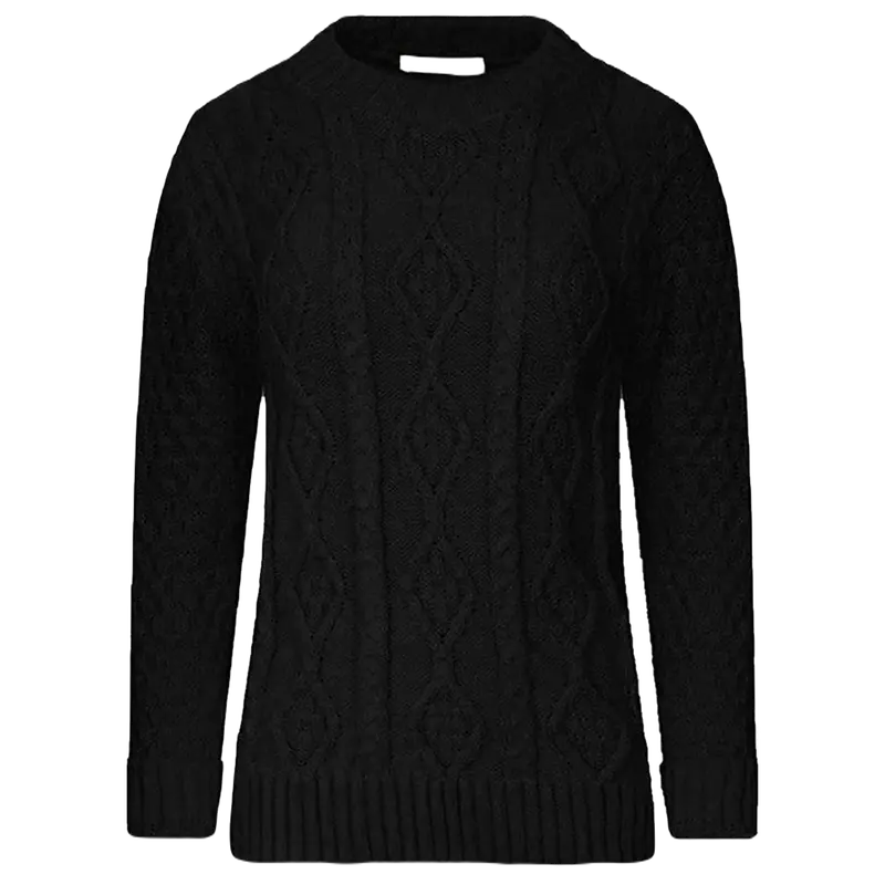 Women’s Jumpers Cable Knit Long Sleeve Jumper Chunky Knitted Winter Sweater Ladies Crew Neck Pullover Jersey Top Size UK 8-26 Knitwear Casual Comfortable Womenswear Fit Essential long  sleeve Jeans Medium Simple Slim Basic Crewneck 2