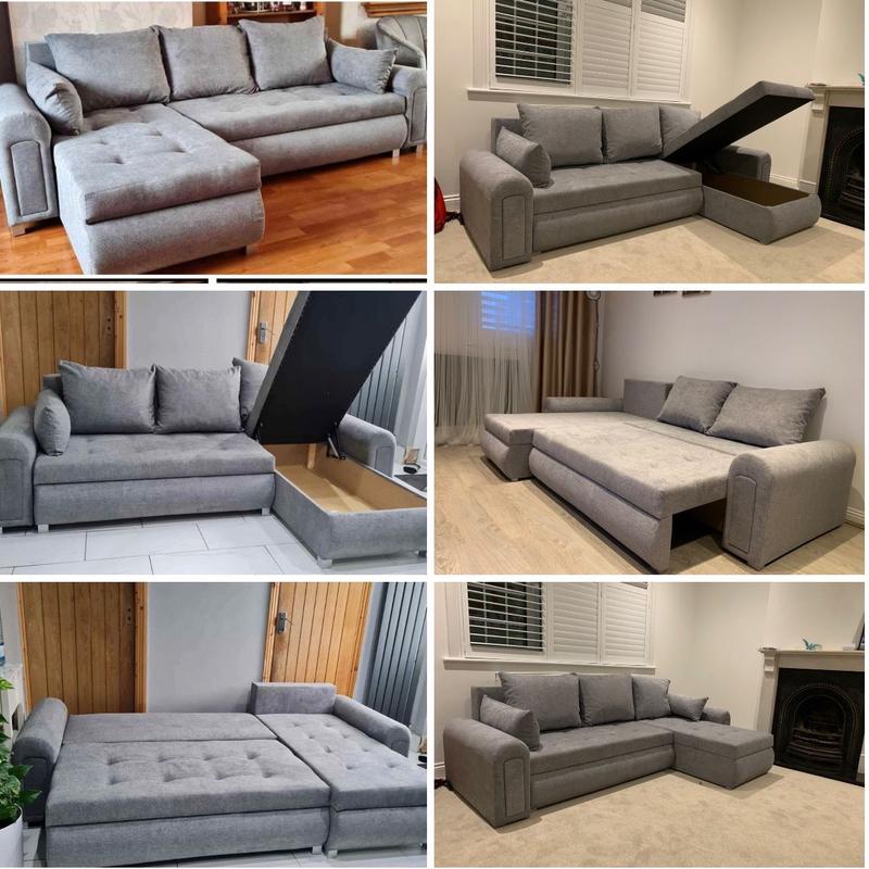 Relax Berlin Sofa Bed with double Storage Light Grey 3