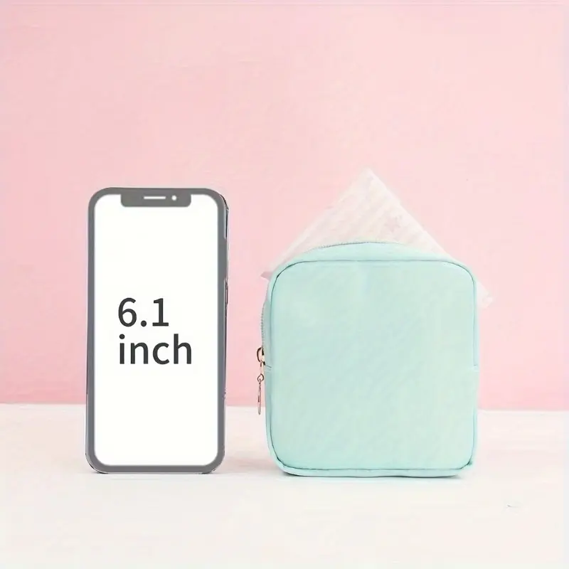 Solid Color Sanitary Storage Bag, Mini Makeup Bag Purse, Small Cute Makeup Bag Cosmetic Zipper Pouch, Portable Travel Storage Bag, Sanitary Napkin Storage Bag, Versatile Storage Clutch Bag For Women 5