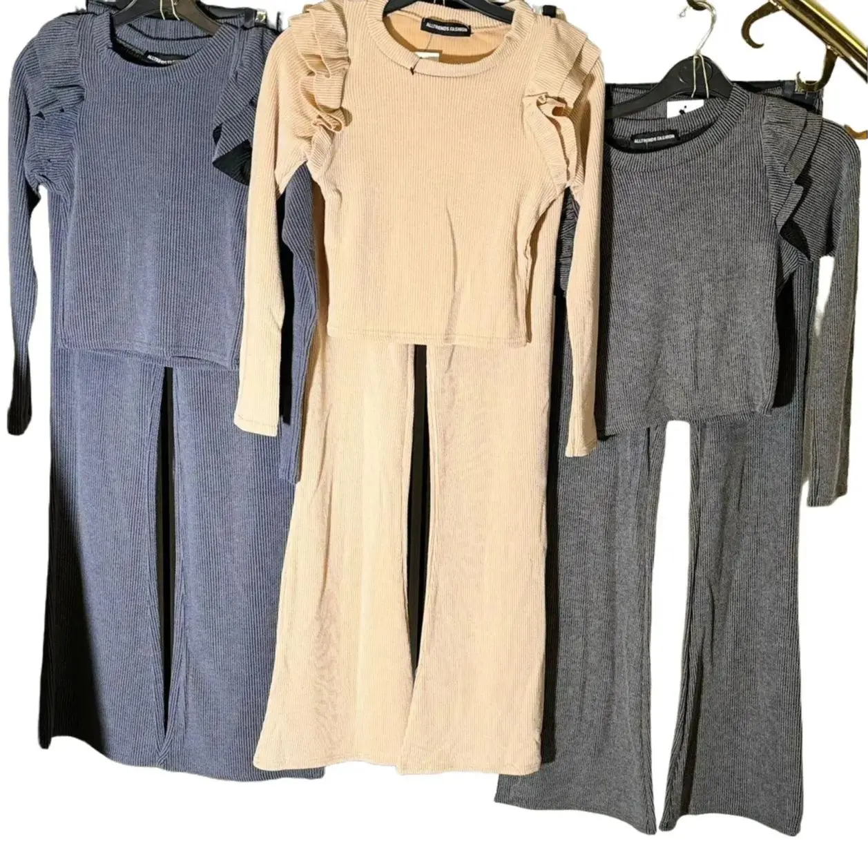 Women's Top & Trousers Set Two Piece Flare Full Set Long Sleeve Womenswear Overalls Suits Women Comfort Basic Underwear Longsleeves Underwear Longsleeves Minimalist