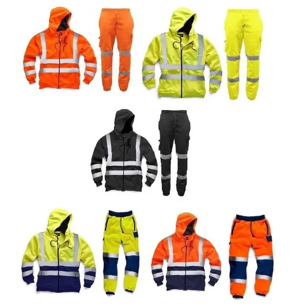 High Visibility Viz Pullover Zipped Hoodie Sweatshirt Joggers & Short Sleeve Crew Neck Durable Long Sleeve Short Sleeve Pockets Hooded Zipped Reflective Small - 4xl Menswear Sweatshirts Tops