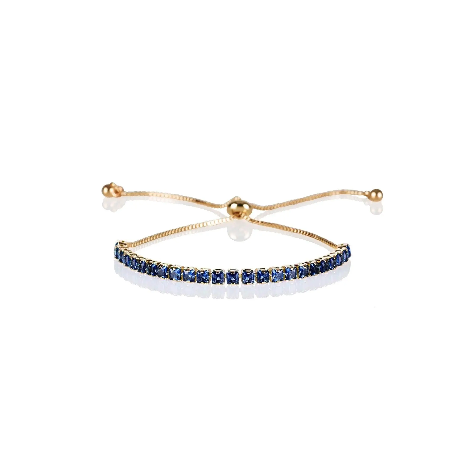 Adjustable Gold Bracelet for Women with Blue Stones