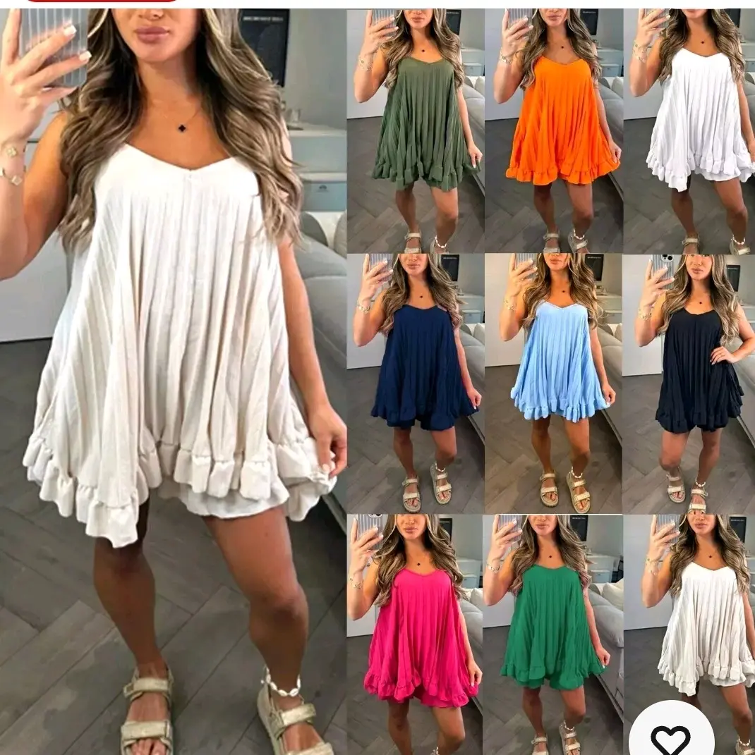 Women's Ladies Pleated Frill Peplum Summer Two Piece Vest Top Shorts Co ord Set Elastic