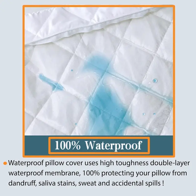 Pack of 4 Zipped Pillow Protector Waterproof Quilted Pillow, White Zippered Bed Pillow Covers Set Quilted Pillowcase, Luxury 100% Microfiber Pillows Encasement Extra Soft, Ant-Allergy & Breathable Comfortable for Bed Protectors Pillow Case (50 x 75 cm) 6