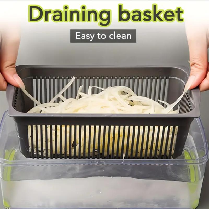 6/16pcs/Set, Vegetable Chopper, Multifunctional Fruit Slicer, Manual Food Grater, Vegetable Slicer, Cutter With Container, Onion Mincer Chopper, Household Potato Shredder, Kitchen Stuff, Kitchen Gadgets, Dorm Essentials Utensils 4