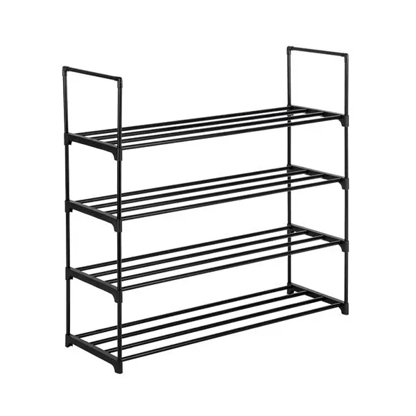 4 Tiers Shoe Rack Organizer for Bedroom, Entryway, Hallway, and Closet - Black Color