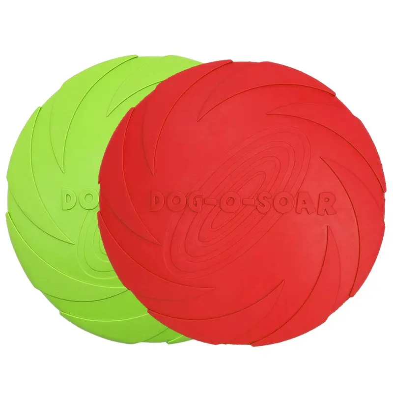 Dog Flying Disc, 2 Pack 7 Inch Natural Rubber Floating Flying Saucer for Both Land and Water (Green + Red) 1