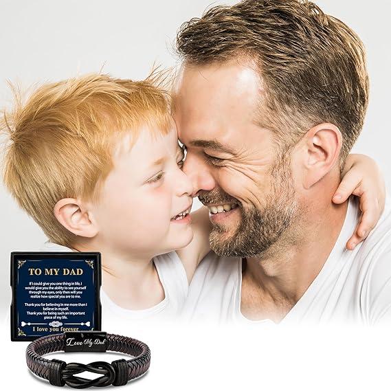 Gifts for Dad Mens Leather Bracelet Dad Fathers Day Birthday Gifts from Daughter Son Unique Presents for Dad Christmas 3