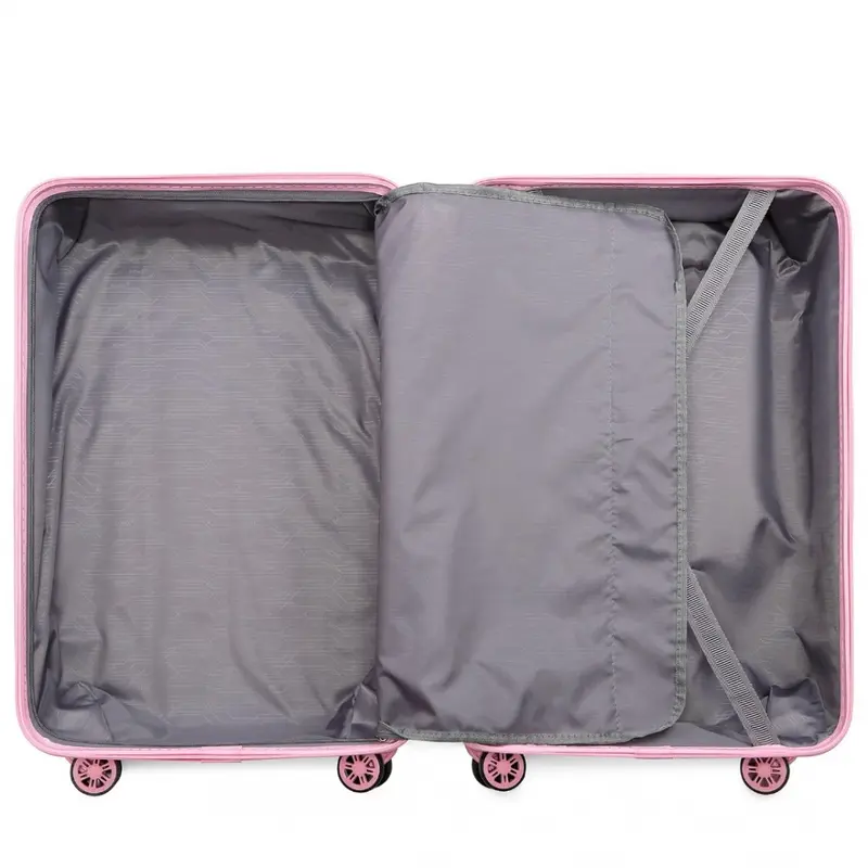 [MissLulu Bags] Waffle Design Lightweight Hard Shell ABS 20''/24''/28'' Suitcase with TSA Lock and 13'' Vanity Case - Pink 8