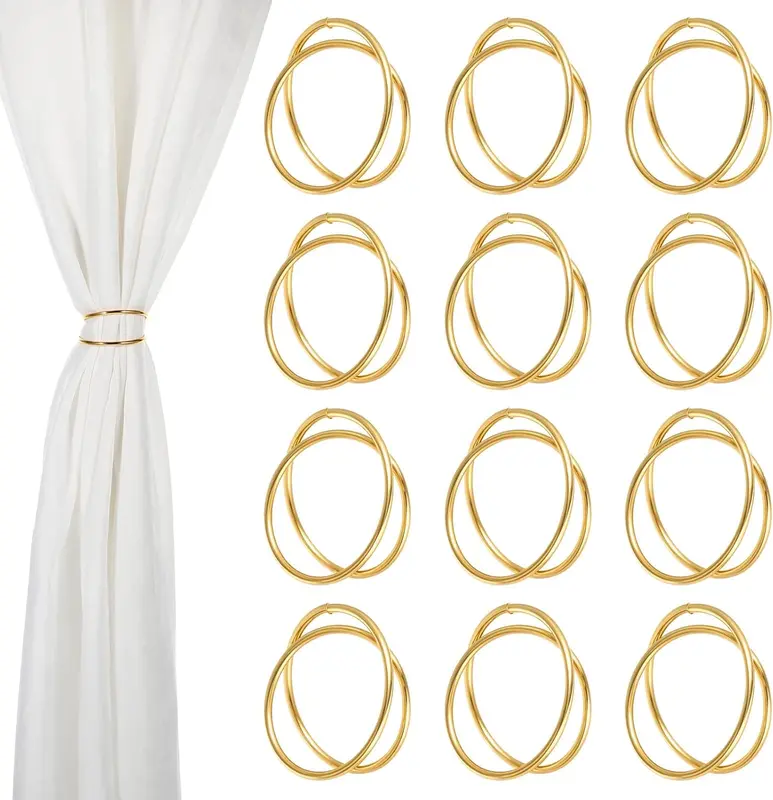12 Pcs Gold Napkin Rings, Metal Spiral Napkin Rings, Gold Napkin Holders Buckles for Family Dinner, Wedding, Party, Table Decorations 0