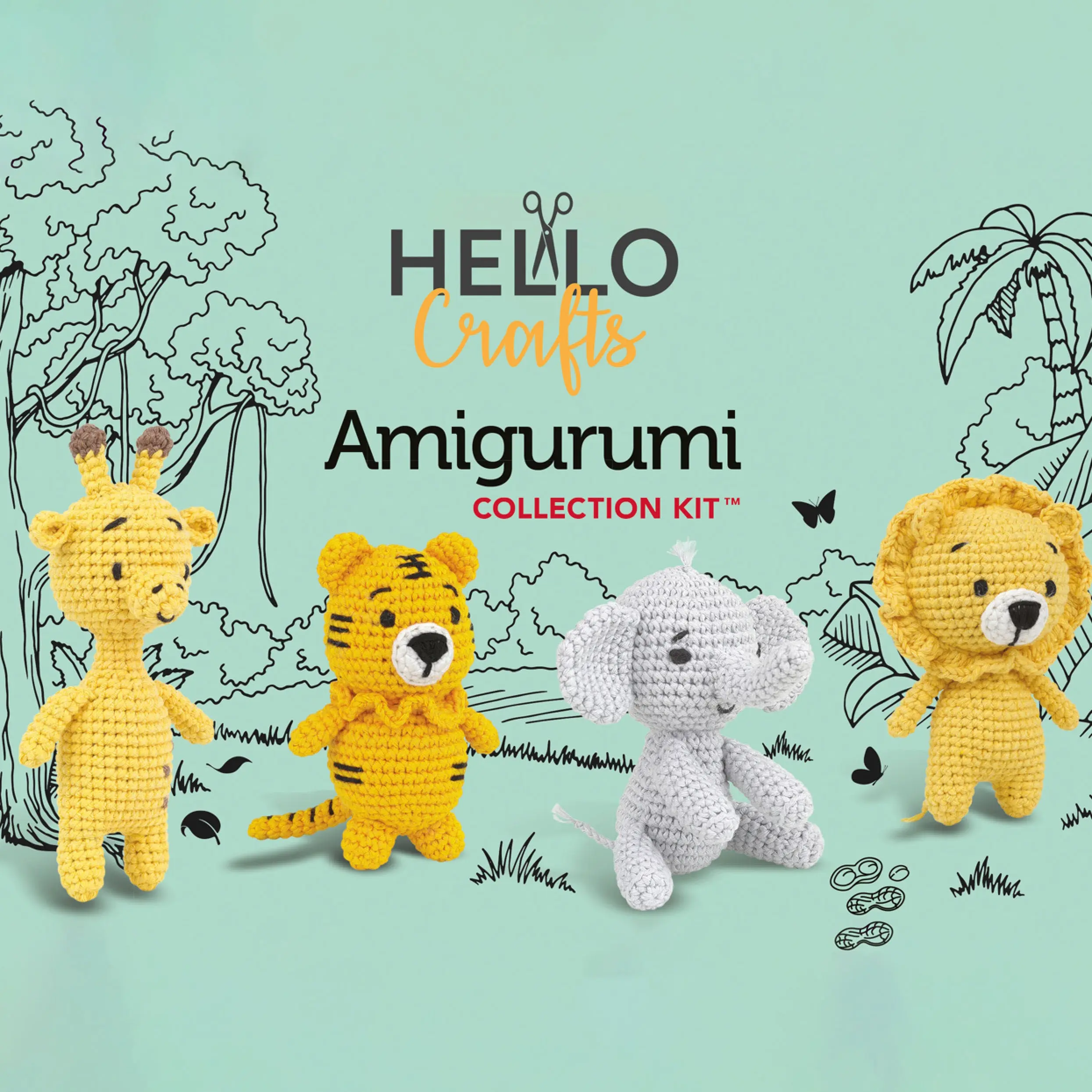 Hello Crafts Pouch Pals - Friends Pack | Green Amigurumi Crochet Kit