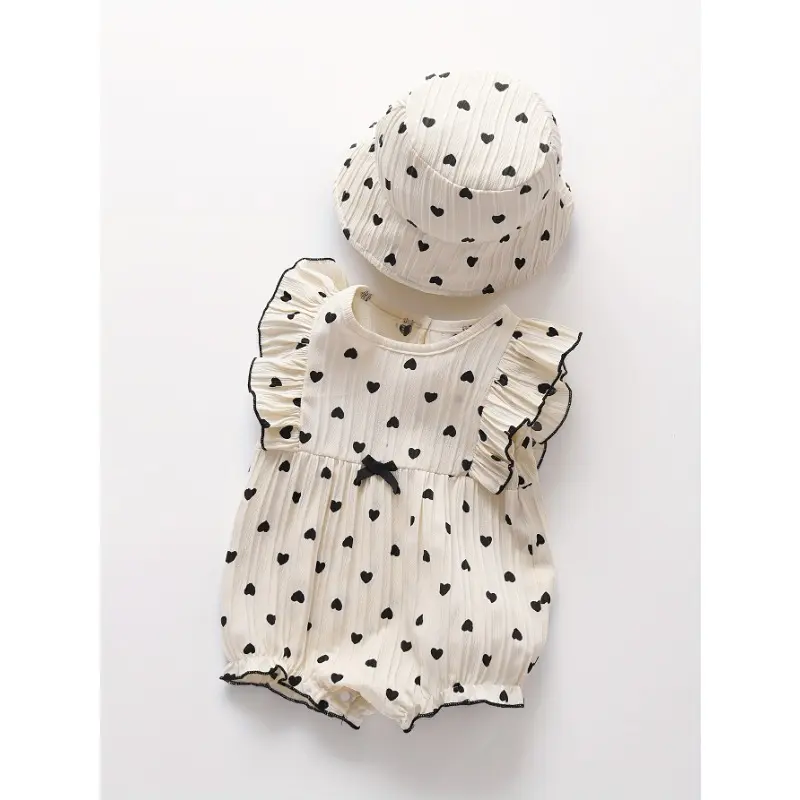 Two Piece Set Summer Newborn Toddler Baby Girl Triangle Sleeveless Romper Hat Princess Summer Trendy Fashion Jumpsuit Baby Clothing, for Outdoor