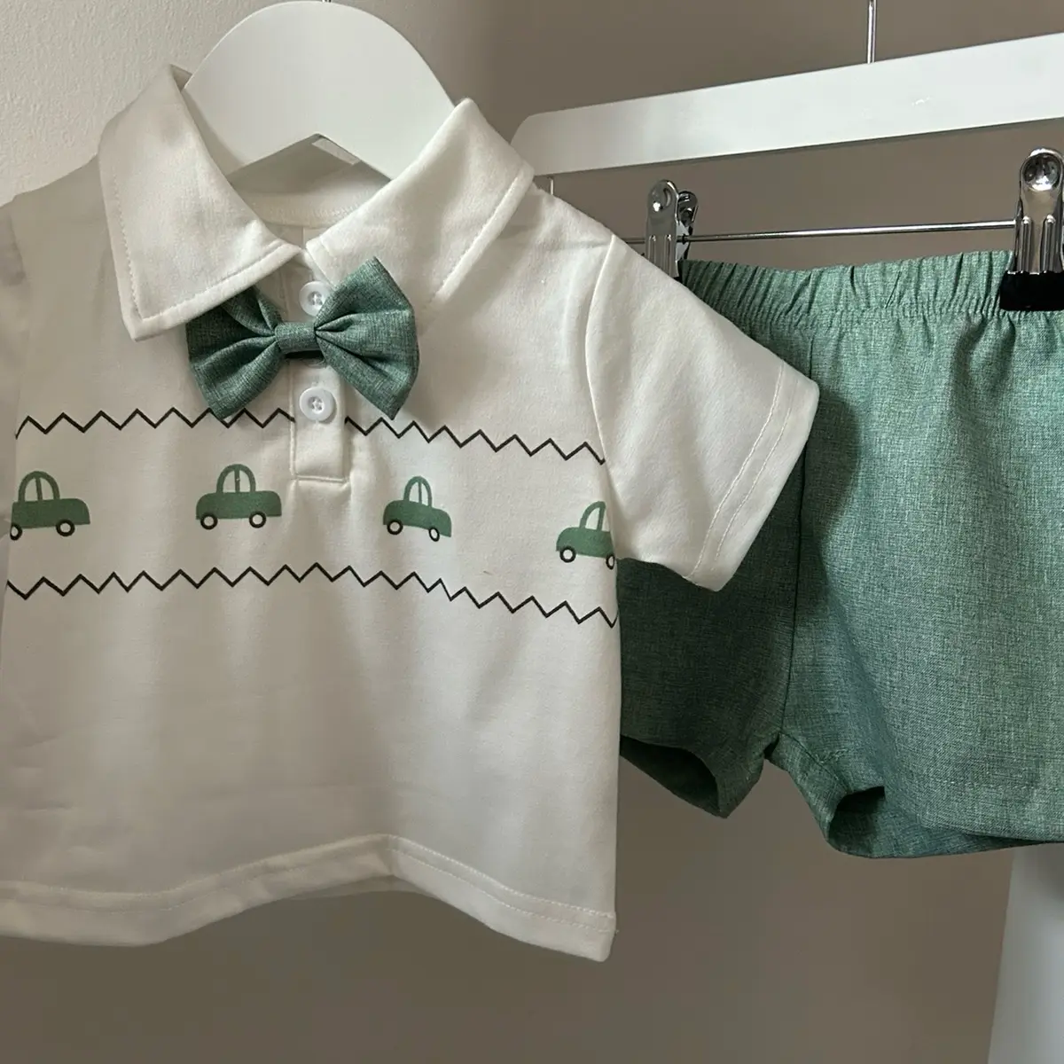 Baby boy green shirt set
