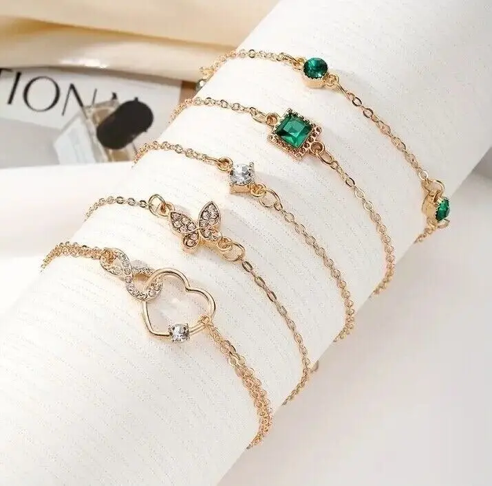 5Pcs Set Rhinestone Butterfly & Heart Love Infinite Bracelets 2