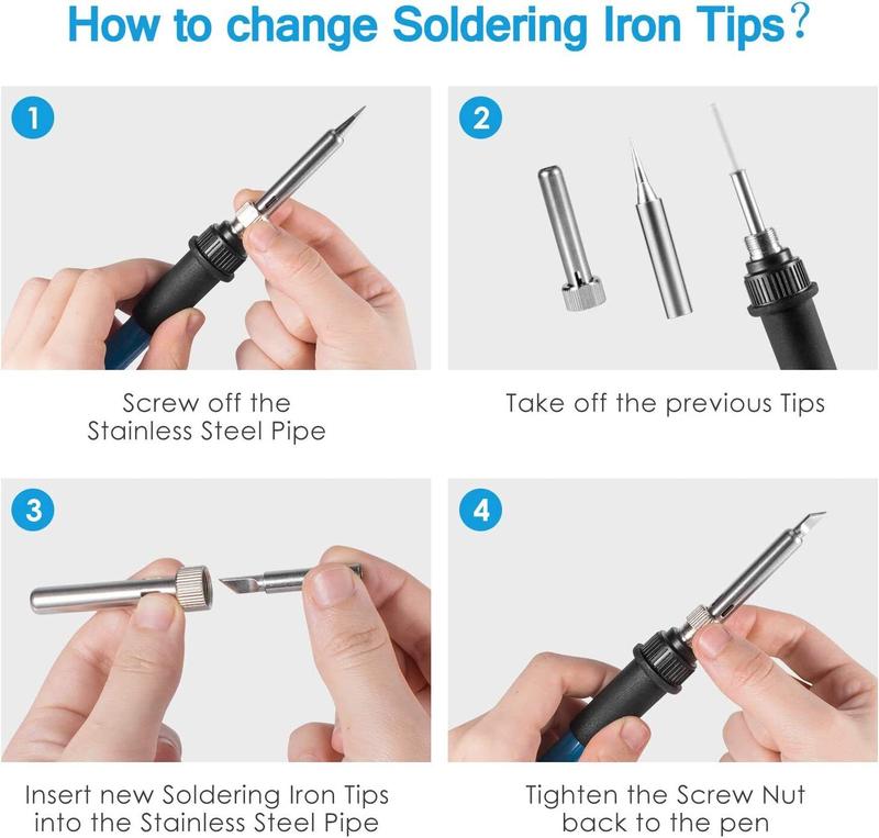 60W Soldering Iron Kit Electronics Welding Irons Solder Tools Adjustable Temp UK 5
