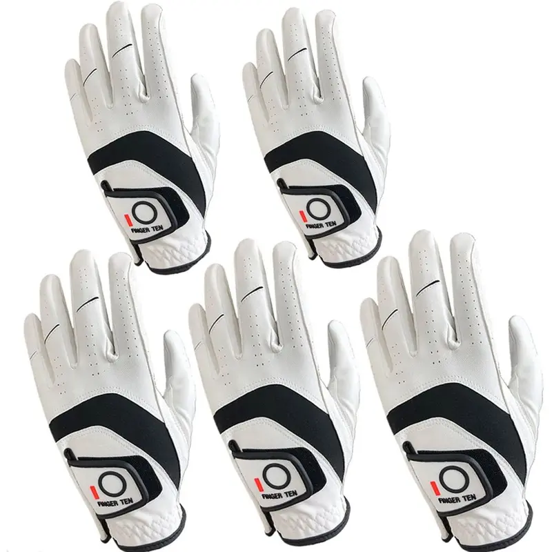 TEN Golf Gloves Men Left Right Hand Cabretta Leather Multipack All Weather Soft Value 5 Pcs, Golf Gloves Mens for Right Left Handed Golfer Rain Grip Comfortable 0