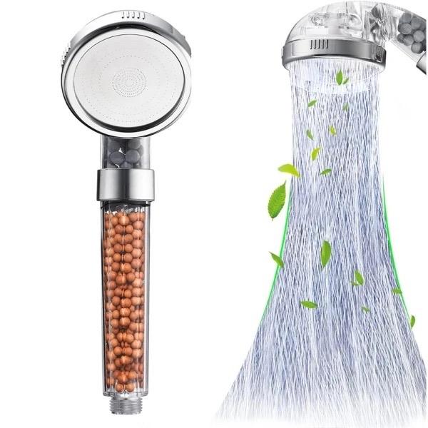 New Shower Head 3 Mode High Pressure 40% Water Saving Filters Adjustable Ionic 1