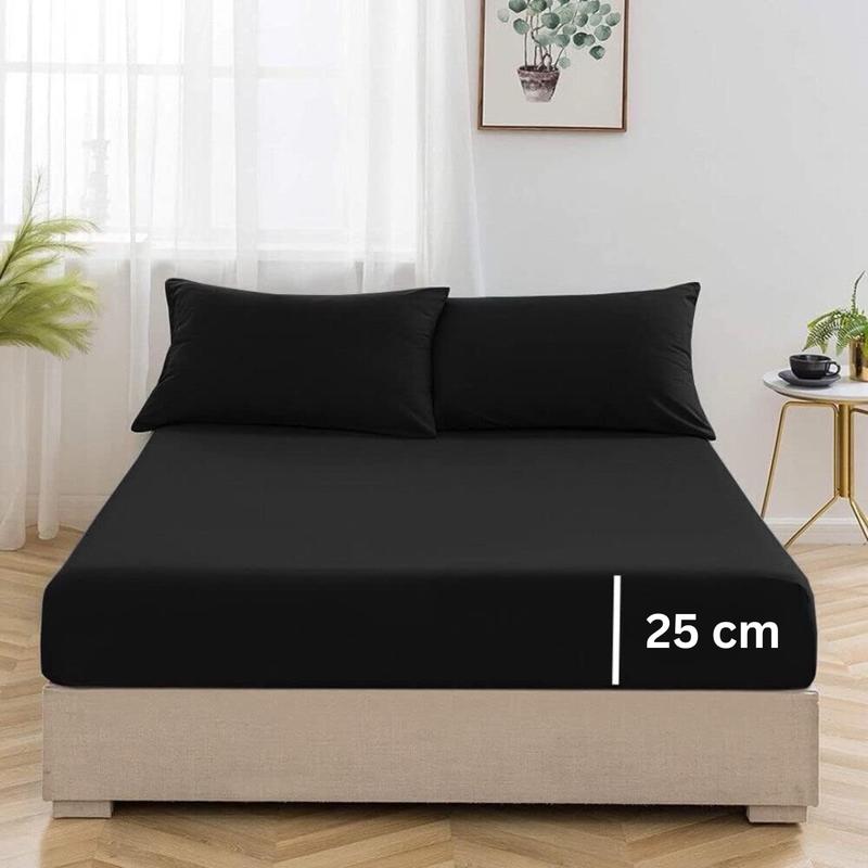Deep Fitted Bed Sheets 25cm Microfibre | Luxury Plain Soft Bed Sheets MicroFibre Hotel Quality Finest Fitted Bed Sheets | Shrinkage & Fade Resistant Percale Quality Fitted Sheets | Double Brushed Microfibre | Non Iron Warm Easy Care Machine Washable 4