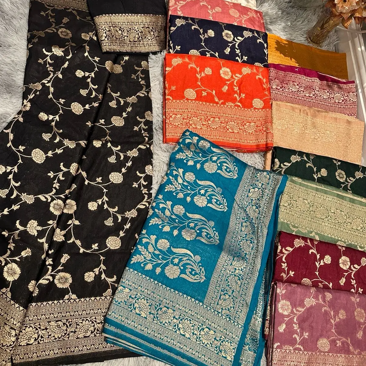 Beautiful Dhola Katan Silk Saree with Ready Made Blouse- Perfect for any Occasion- Womenswear