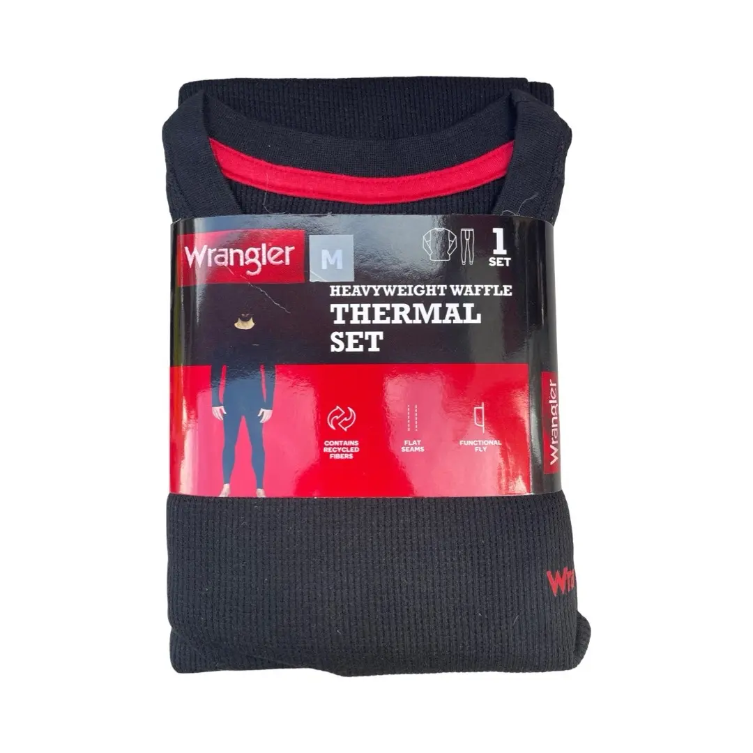 Wrangler Men’s Heavyweight Waffle Thermal Long John Set, Top & Bottoms Medium to XL - Menswear, Underwear, RRP £40