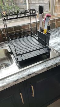 Product Review of Kitchen Dish Drainer Rack, 1/2 Counts Countertop Double Layer Dish Drying Rack with Utensils Holder, Kitchen Utensil Rack, Bowl Cup Holder, Kitchen Organizer from E**a G**n 0