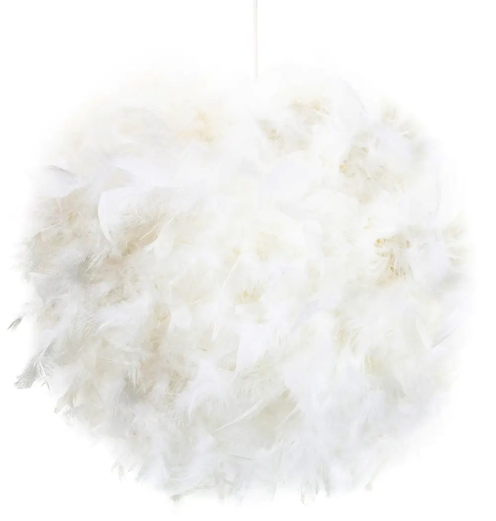 Contemporary and Unique Large White Feather Decorated Pendant Light Shade
