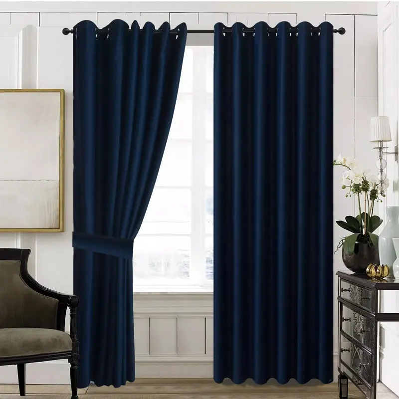 Insulated Heavy Thick Blackout Curtains Eyelet Ring Top Pair Panel Curtain 4