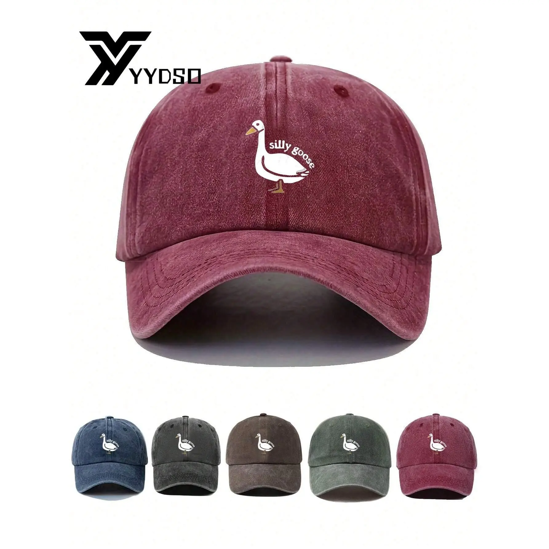 [Fashion-forward] 1pc Unisex Silly Goose Graphic Print Vintage Washed Distressed Baseball Cap, Adjustable Outdoor Sun Hat, Suitable For Spring And Autumn Travel, Beach Vacation, Sports, 2000s Style, Dad Hat, Best Halloween, Christmas Holiday Gift