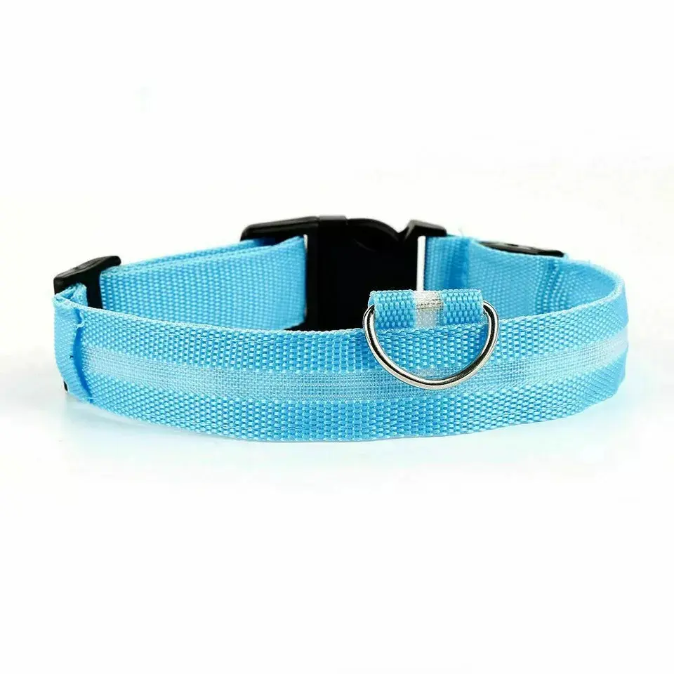 USB Rechargeable LED Dog Pet Collar Flashing Luminous Safety Night Light Up UK assorted colour