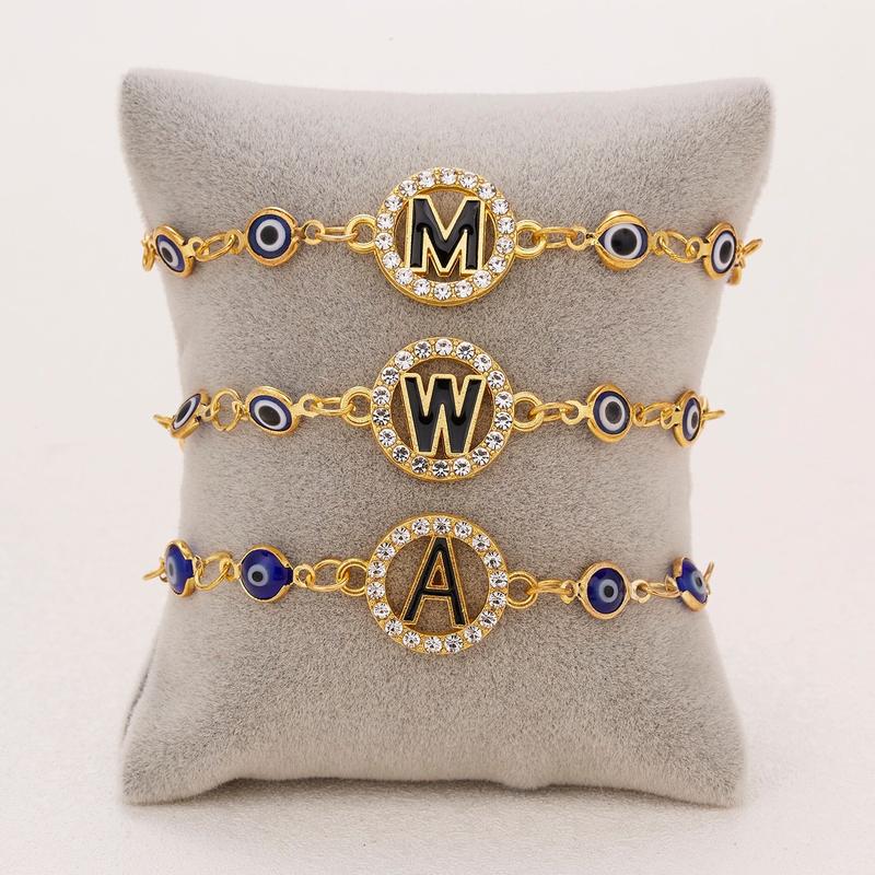 A-Z Letter Evil Eye Bracelet 0