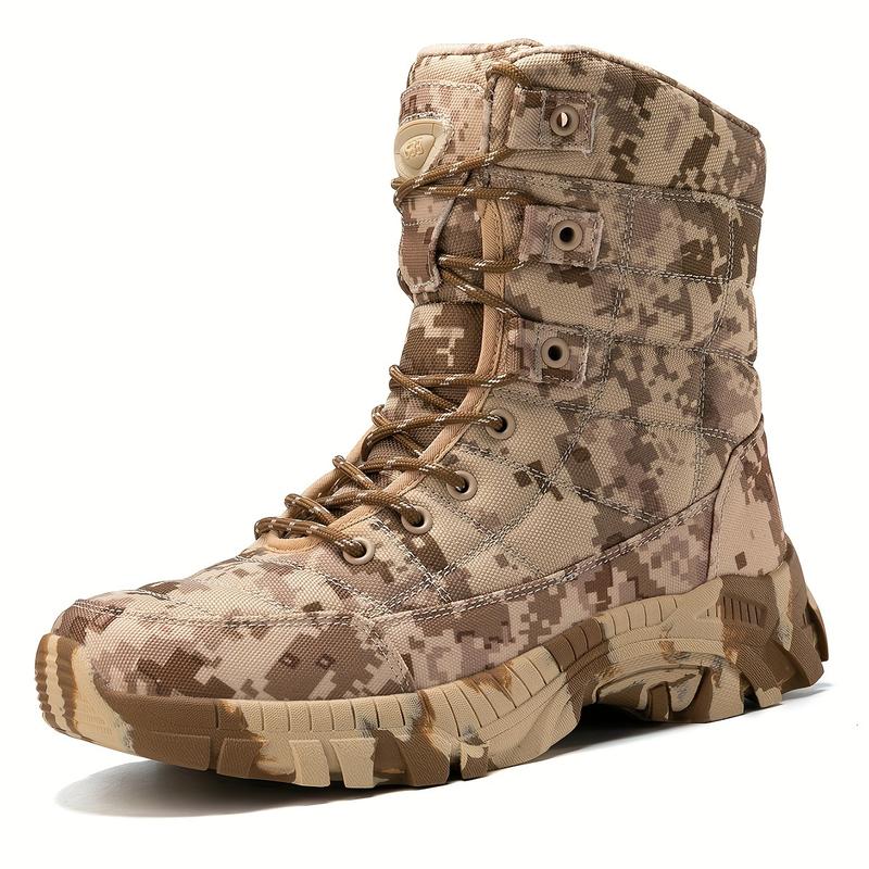 Product Introduction of Men's Trendy High Top Camouflage Boots, Comfy Non Slip Lace Up Durable Rubber Sole Hiking Shoes For Men's Outdoor Activities 1