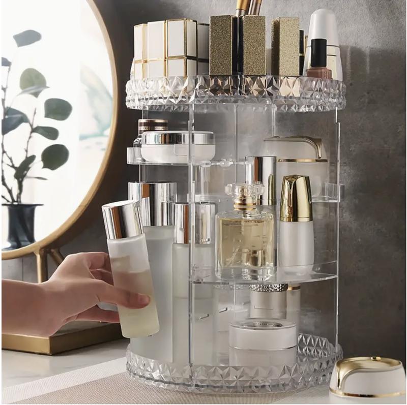 Rotating Makeup Organiser Adjustable Layers Makeup Storage Rack for Perfumes Skincare Cosmetic Storage Rack for Bathroom Bedroom Dresser Adjustable Boxes 1