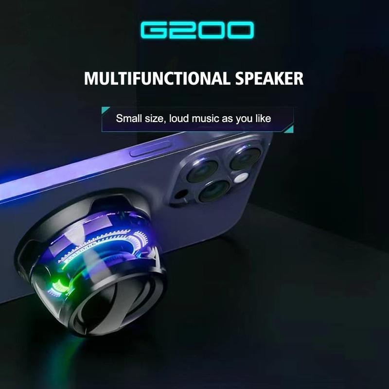 Product Introduction of Magnetic Bluetooth Speaker, G200 Magnetic Bluetooth Speaker 5W Mini Portable Bluetooth Speaker Magnetic Phone Stand Speaker Bluetooth audio for Outdoor Travel and party (black) Smartphone 7