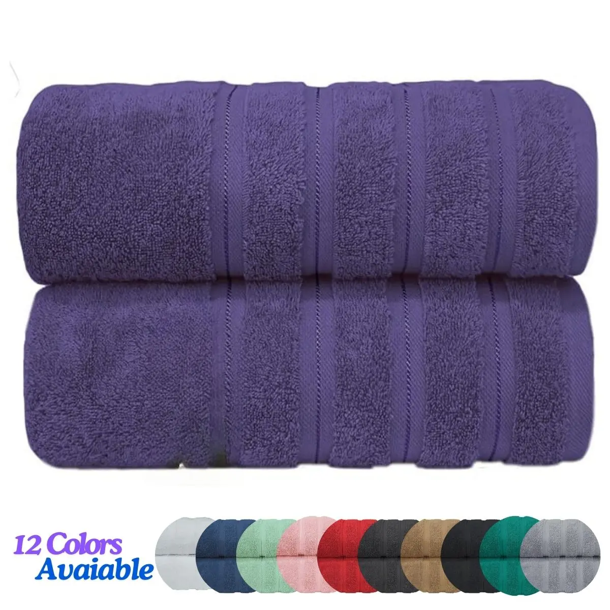 2X Premium Quality Super Jumbo Bath Sheet Set - 100% Combed Cotton 650 GSM -  Size 90x180 Highly Absorbent Extra Large Bath Towels