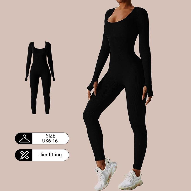 【Flash Deal】Promote Ribbed Jumpsuit Suit Streamline Seamless for Women‘s Sports Clothes Fashion Wearing Outside（Only￡5.99 Last 3 Days！！！） 2
