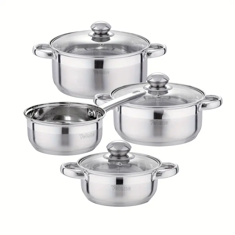7 Piece Stainless Steel Cookware Set with Pot & Pan Sets, Saucepan Set 2