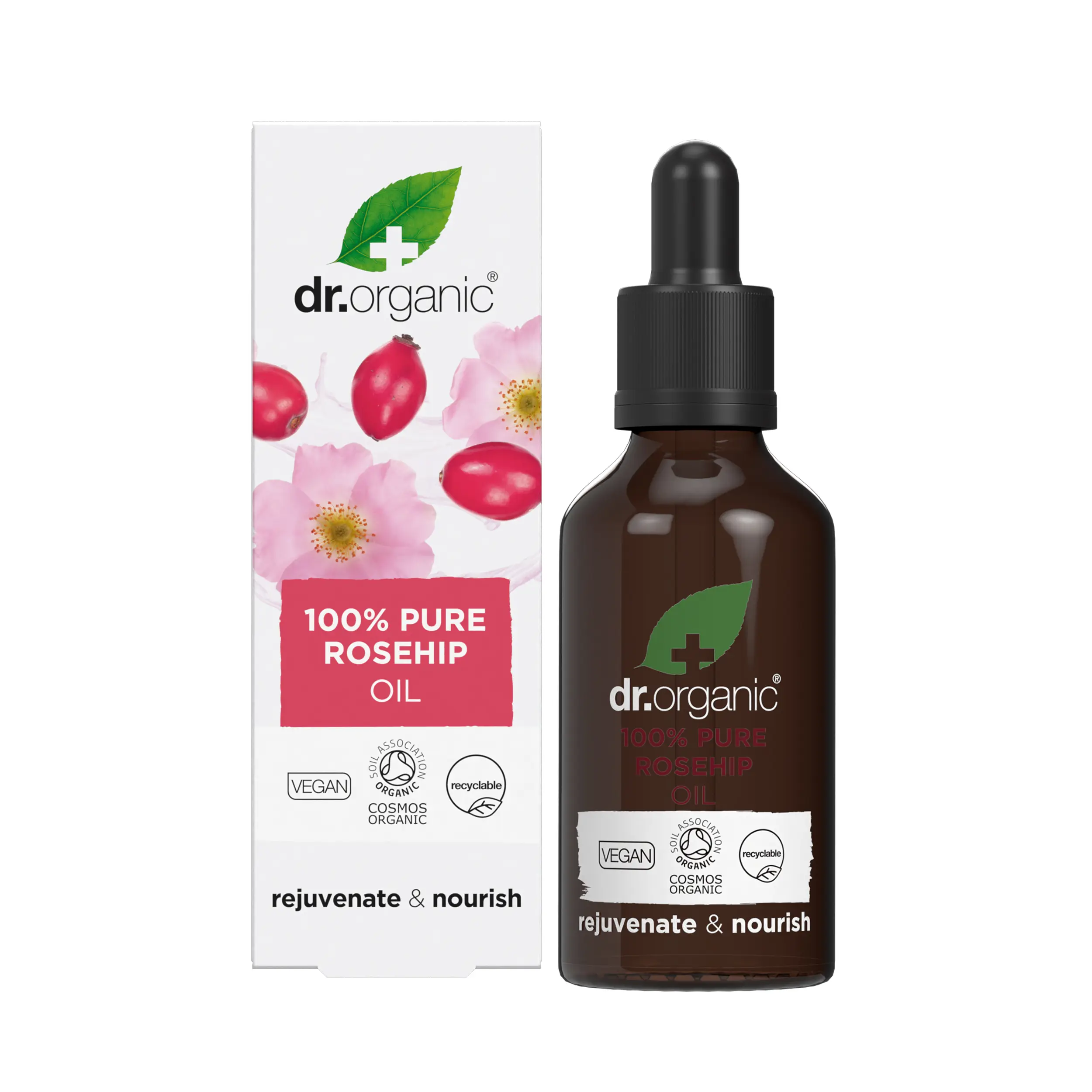Dr. Organic 100% Pure Rosehip Oil - Daily Serum Skincare Evening Radiant Sensitive Comfort Skin Repair