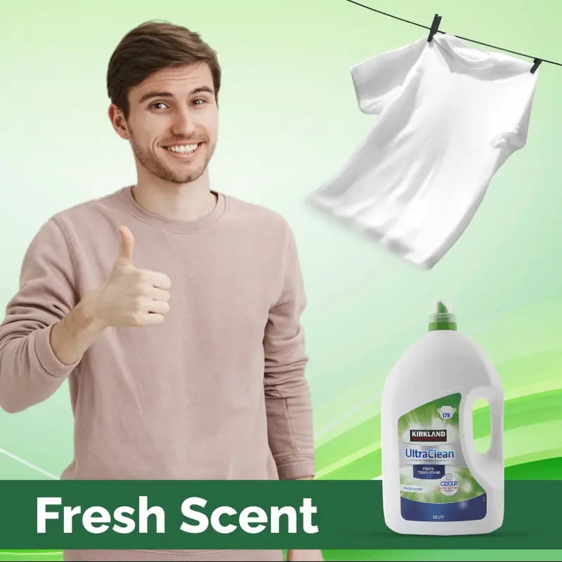 Kirkland Signature Ultra Clean Bio & Non-Bio Laundry Liquid, 178 Washes | Powerful Cleaning for Sensitive and Everyday Laundry Household Pack 5