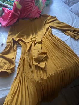 Product Review of Women's Solid Belted Pleated Dress, Elegant Bishop Sleeve Keyhole Back A Line Dress for Spring & Fall, Women's Clothing for Wedding Guest, Dresses for Women from ** ☁** ** ☁** 🌀** 1