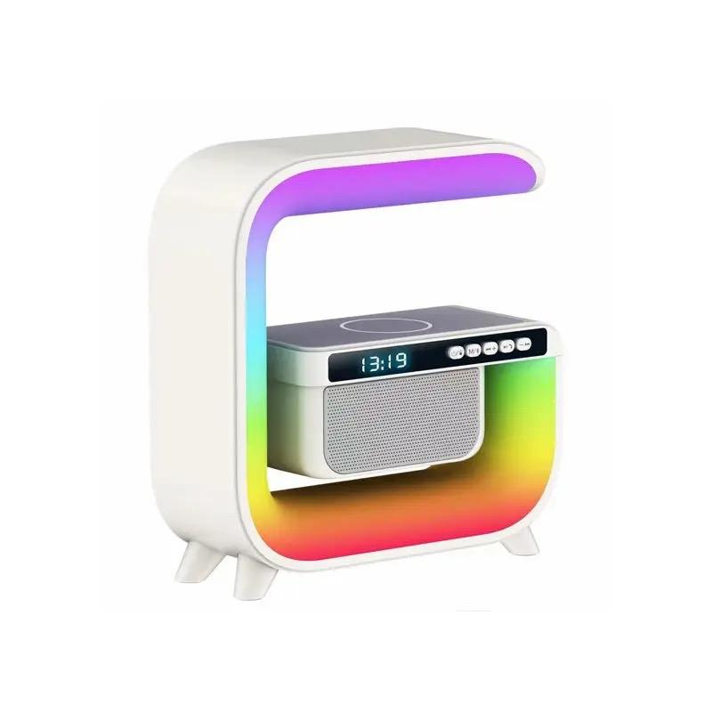 Wireless Charging Speaker,Alarm Clock Intelligent Led Lamp, Multifunctional Wireless Charger Night Light Lamp, Atmosphere Lamp with Bluetoth Speaker for Bedroom, Room Decor, Gift, Party Audio Bluetooth Cable Devices Gadget 3