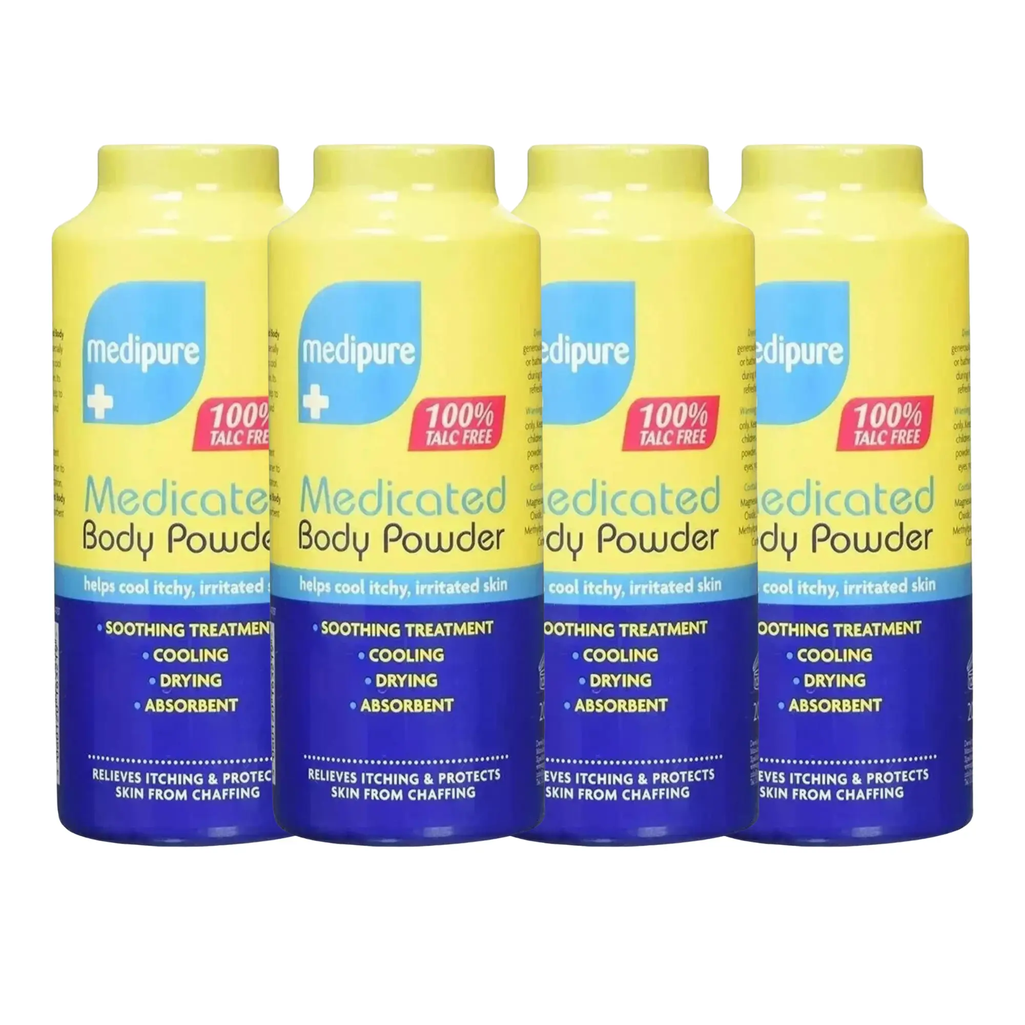 4 x 200g Medipure Medicated Body Powder 100% Talc Free Soothing Treatment