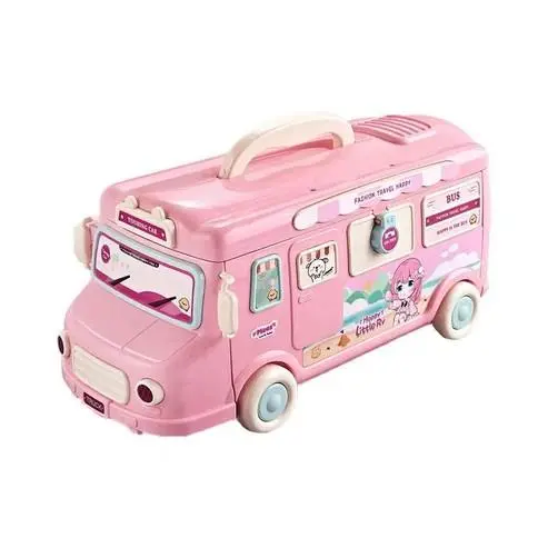 Dollhouse Dream House for Girls, Portable Caravan Motorhome Bus Toy Dollhouse with Doll and Furniture, Playhouse Playroom Dolls Toy for Children from 3 Years, Random Clothing 6