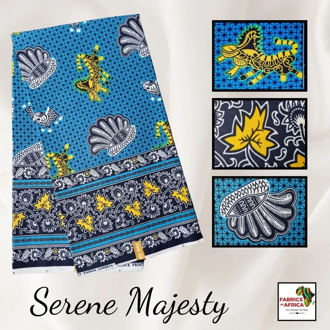 African Ankara Print Fabric – Premium Polycotton 6 Yards - Serene Majesty