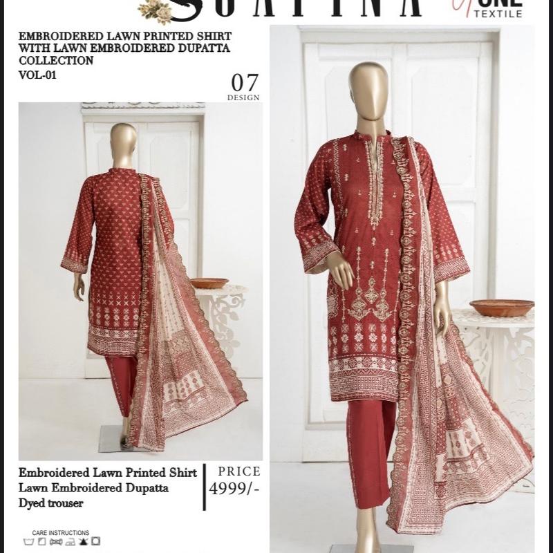TAILOR STITCHED SAFINA EMBROIDERED CUTWORK LAWN 3 PIECE SUIT 0