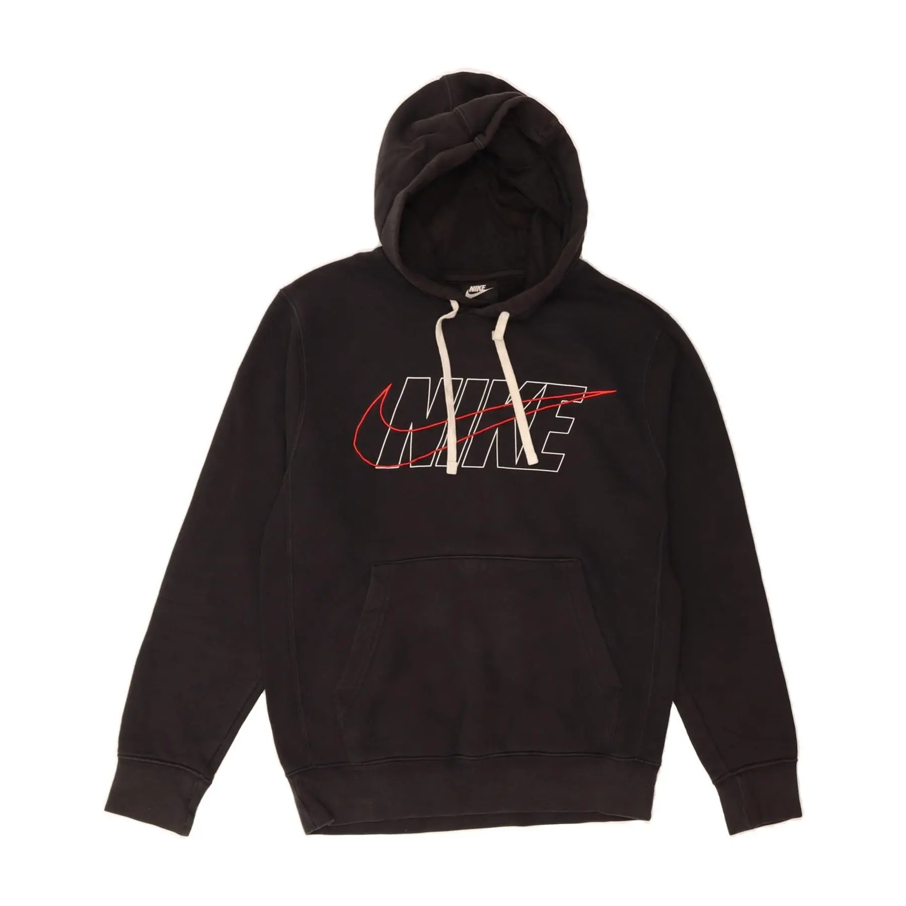 Pre-Owned Vintage NIKE Mens Graphic Hoodie Jumper Small Black Cotton