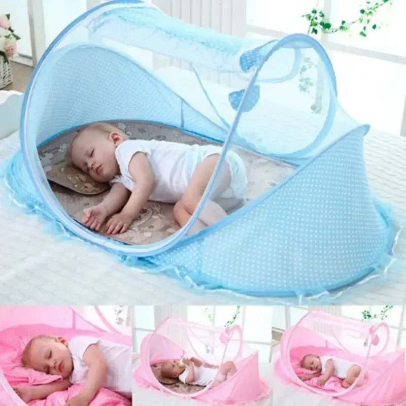 Portable Foldable Baby Netting Polyes Newborn Sleep Bed Travel Baby Mosquito Nets Travel Bed Netting Play Tent Children - 0-3 Years 1