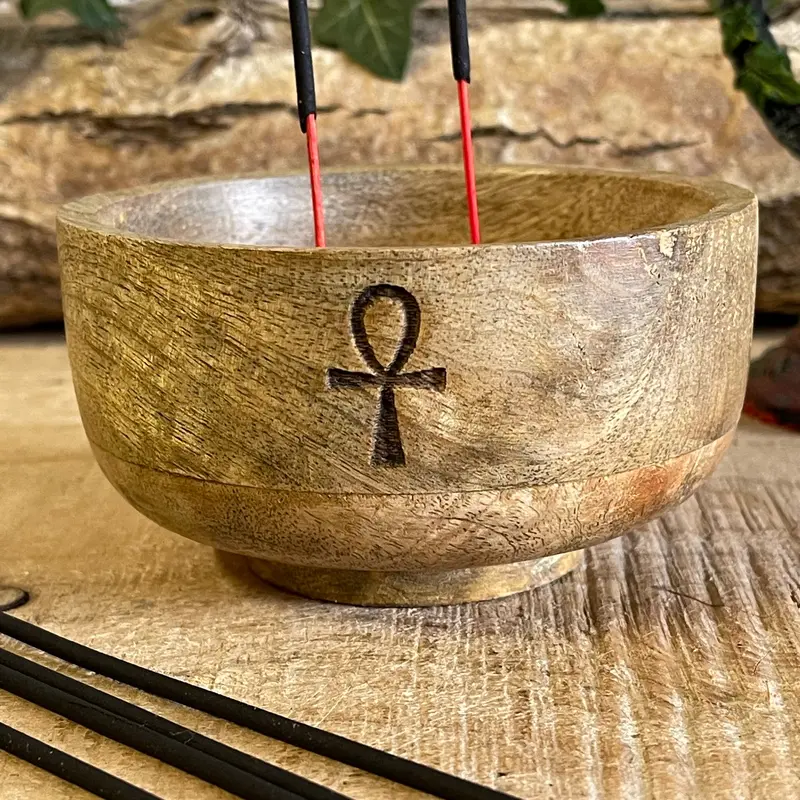 Small Ritual Bowl Incense Cone Holder Ankh 2