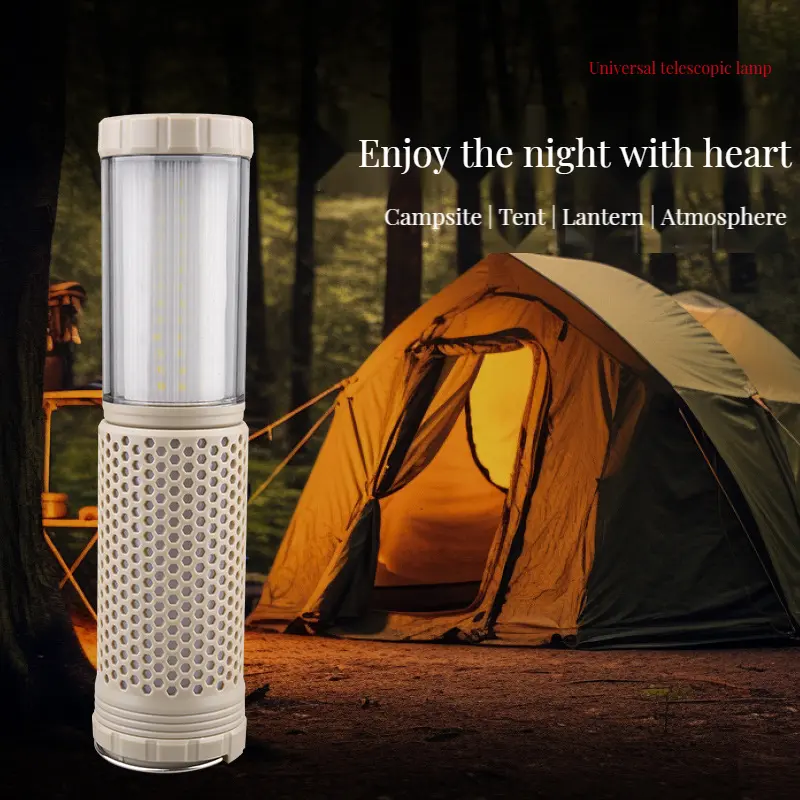 （Local Warehouse) Outdoor Retractable Camping Light,Rechargeable Magnet Working Flashlight,Portable Emergency Hand-Hold Lamp for Tent,Hiking,Repair and Gift.